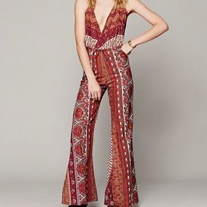 wide leg patterned jumpsuit